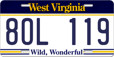 WV license plate 8OL119