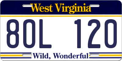 WV license plate 8OL120