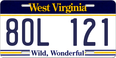 WV license plate 8OL121