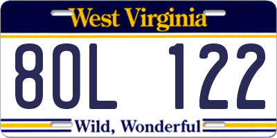 WV license plate 8OL122