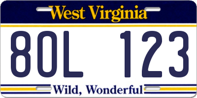 WV license plate 8OL123