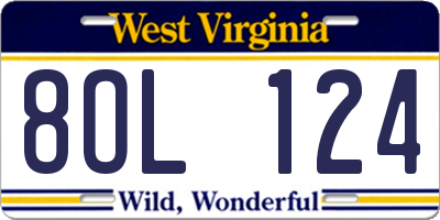 WV license plate 8OL124