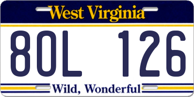 WV license plate 8OL126