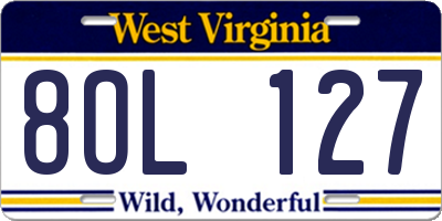 WV license plate 8OL127
