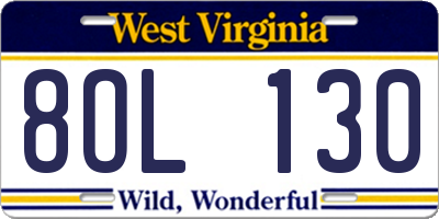 WV license plate 8OL130