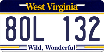 WV license plate 8OL132