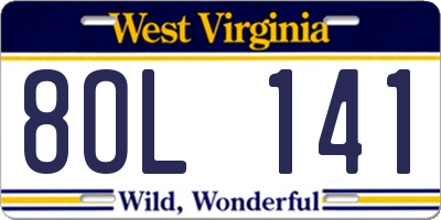 WV license plate 8OL141