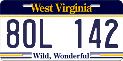 WV license plate 8OL142