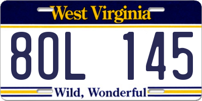 WV license plate 8OL145