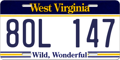 WV license plate 8OL147