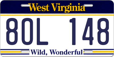 WV license plate 8OL148