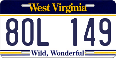 WV license plate 8OL149