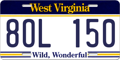 WV license plate 8OL150