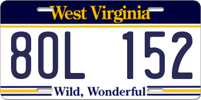 WV license plate 8OL152
