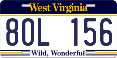 WV license plate 8OL156