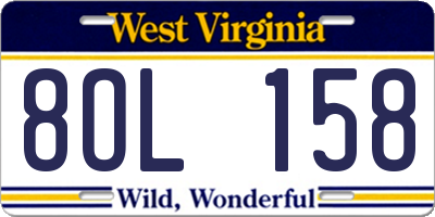 WV license plate 8OL158