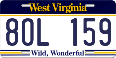 WV license plate 8OL159