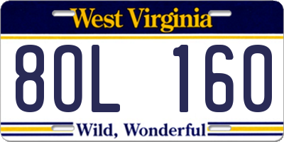 WV license plate 8OL160