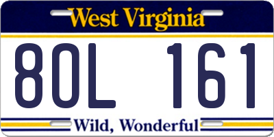 WV license plate 8OL161