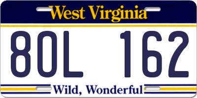 WV license plate 8OL162