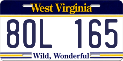 WV license plate 8OL165
