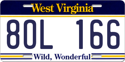 WV license plate 8OL166