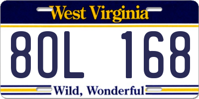 WV license plate 8OL168