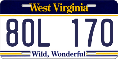 WV license plate 8OL170