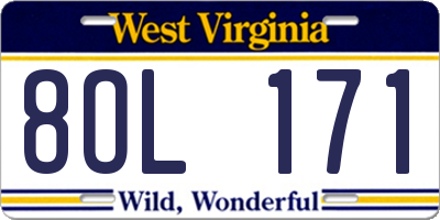 WV license plate 8OL171