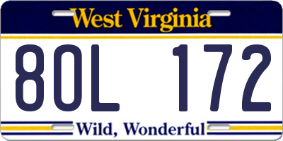 WV license plate 8OL172