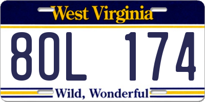 WV license plate 8OL174