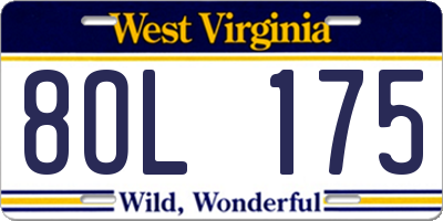 WV license plate 8OL175