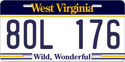 WV license plate 8OL176