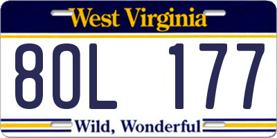 WV license plate 8OL177