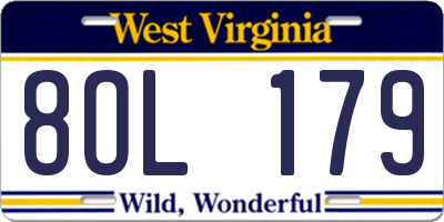 WV license plate 8OL179