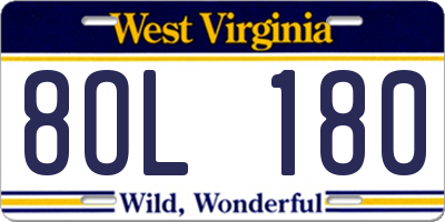 WV license plate 8OL180