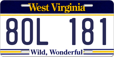 WV license plate 8OL181