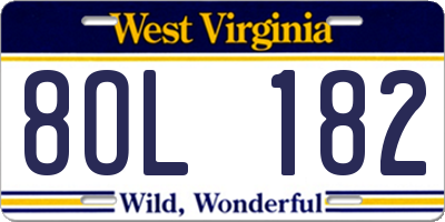 WV license plate 8OL182