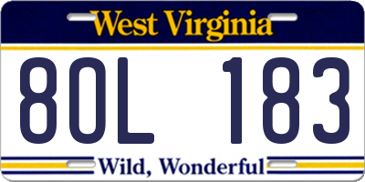 WV license plate 8OL183