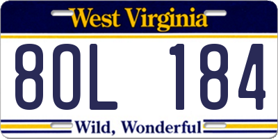 WV license plate 8OL184