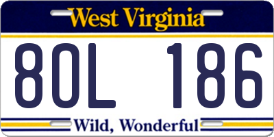 WV license plate 8OL186