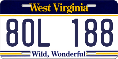 WV license plate 8OL188