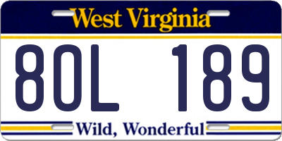 WV license plate 8OL189