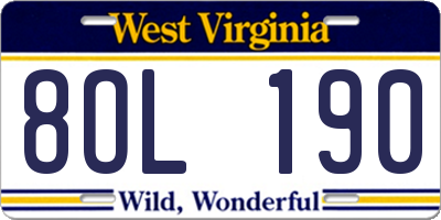 WV license plate 8OL190