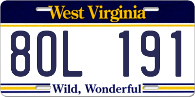 WV license plate 8OL191