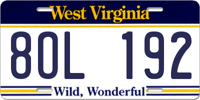 WV license plate 8OL192