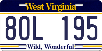 WV license plate 8OL195