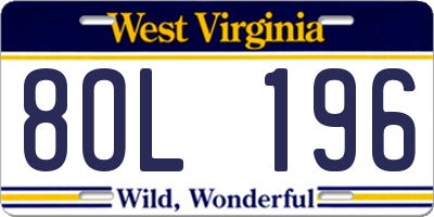 WV license plate 8OL196