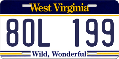 WV license plate 8OL199