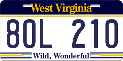 WV license plate 8OL210